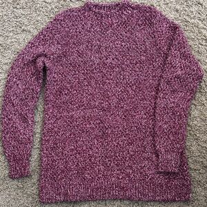 LOFT Marled Purple Crew Neck Sweater